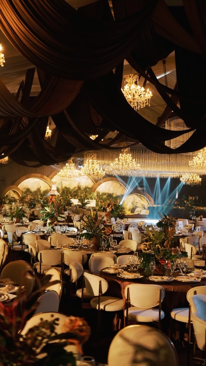 The Five Palm event venue in Oniru, Lagos, lit for an evening event